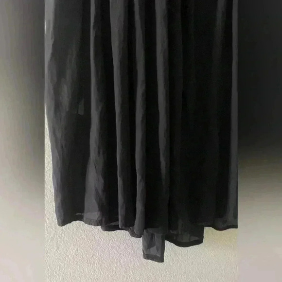 Luukaa Lightly Sheer High Low Tunic Dress Contrast High Collar Sleeve Black 6 - Picture 5 of 10